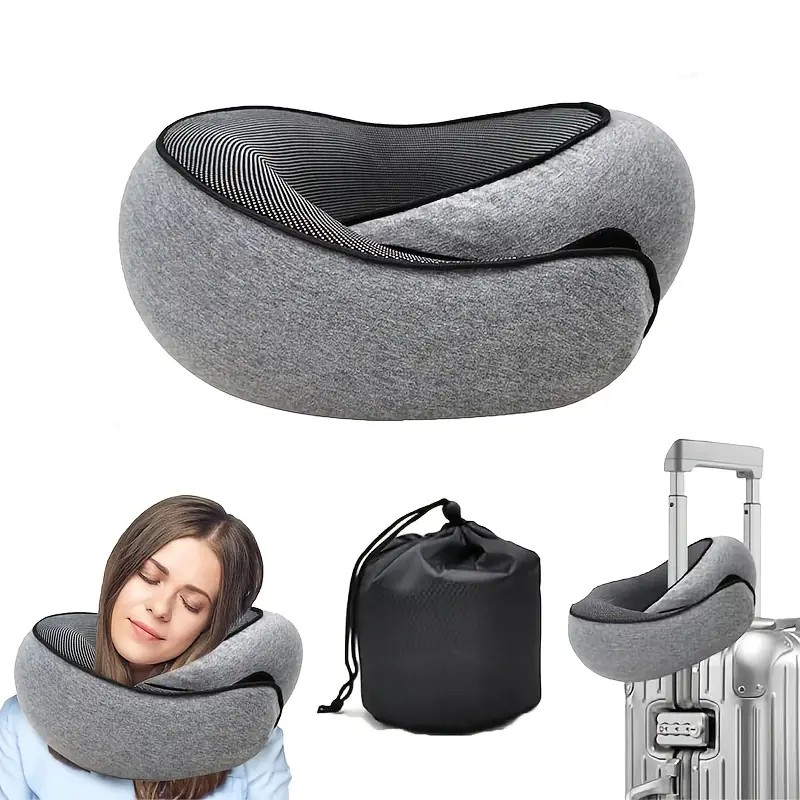 black Snail Airplane Neck Pillow – Travel pillow with soft supportive design, ideal for sleep, cars, trains, the office, and home use. Includes a washable — image 2