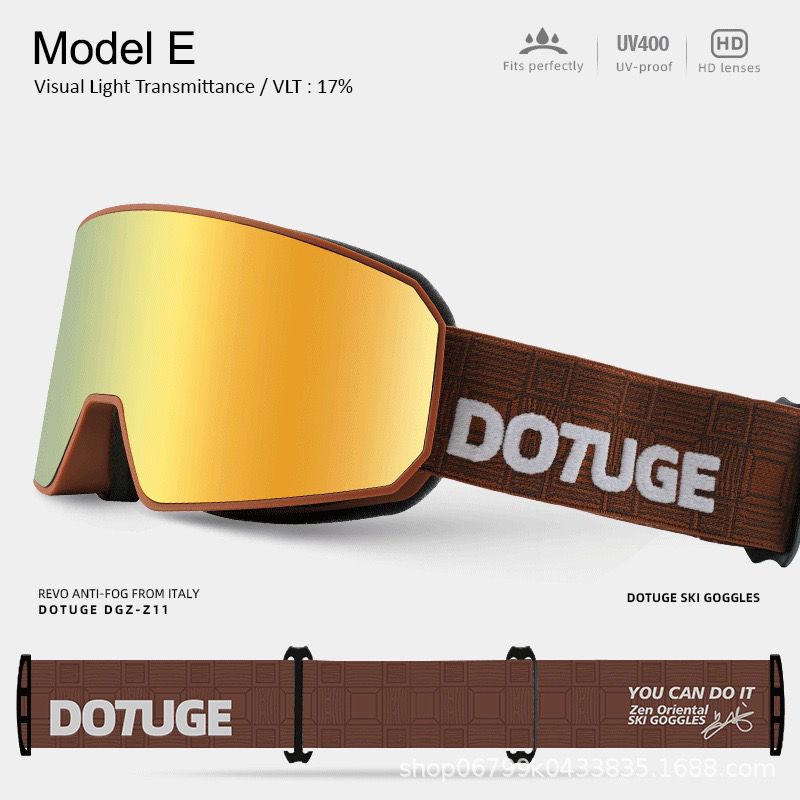 DOTUGE DGZ-Z11 Ski Goggles with Italian REVO Coating, Anti-Fog Dual-Layer HD Lens, UV400 Protection, Cylindrical Design for Skiing, Snowboarding, and Winter
