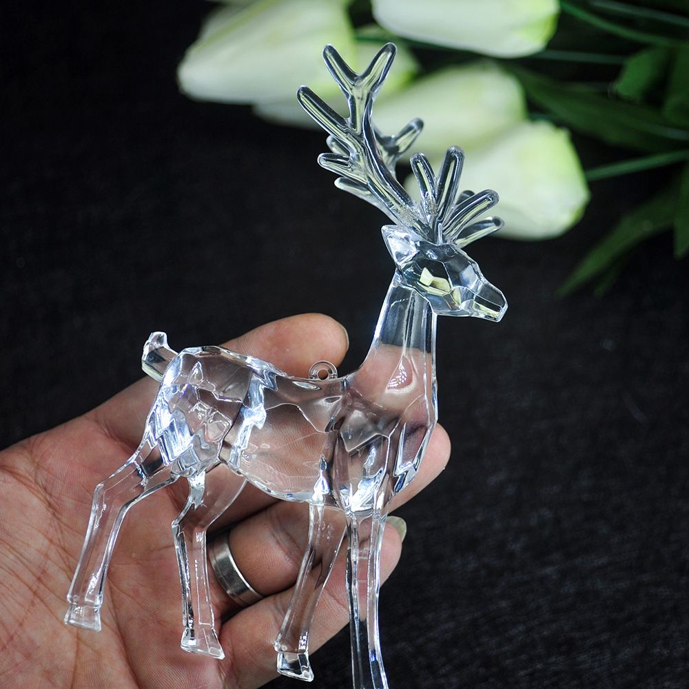 5pcs Christmas Reindeer Ornaments Acrylic Reindeer Deer Figurine Glass Collection Ornament Statue Animal Collectible Standing — image 2