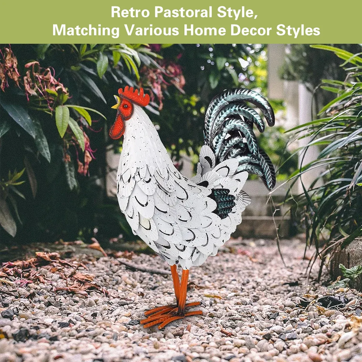 Metal Rooster Standing Decoration Rustproof for Home Garden Yard Patio Ornament โ image 6