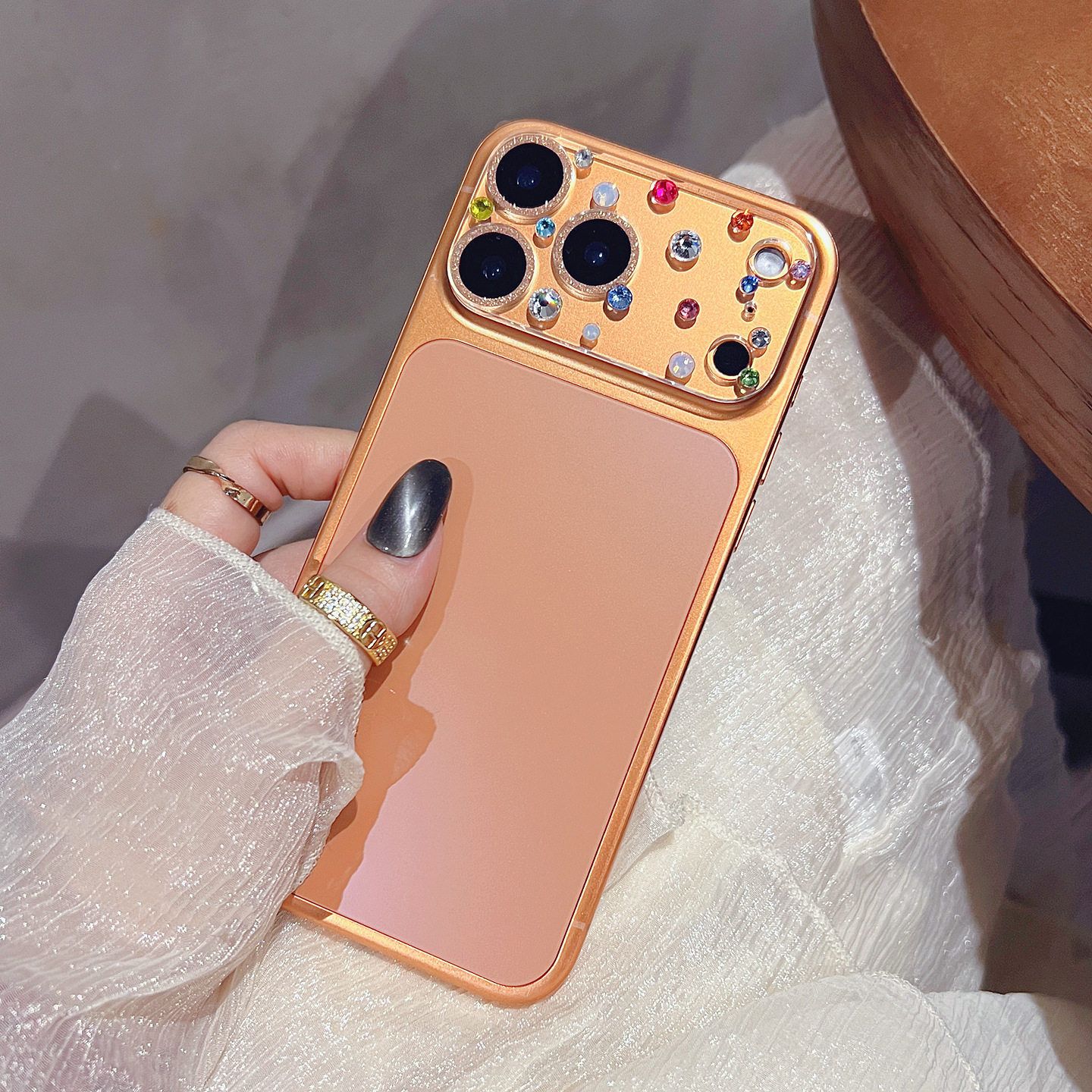 Yixi Camera Lens Protector for iPhone 18 Pro Max [transparent integrated silver flash lens film] round diamond iPhone 18PROMAX — image 3
