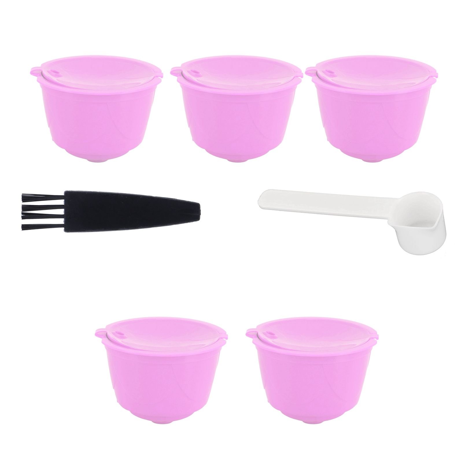 Reusable Capsules Set Refillable Coffee Filter Cup Pod for DOLCE GUSTO Coffee Machine(Purple 5 Capsules1 Spoon 1 Brush) — image 3