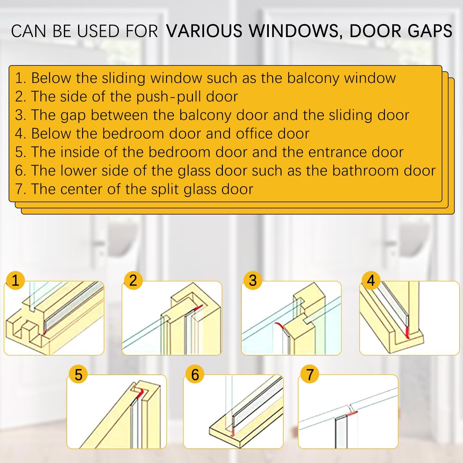 35MM Weather Stripping Door Seal, Silicone Glass Shower Door Seal Strip, Sealing Sticker Sealing Tape for Door Draft Stopper Adhesive for Doors Windows and — image 6