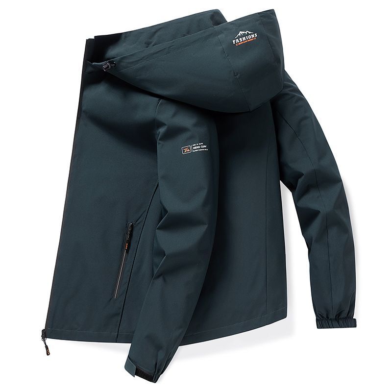 Men'S Hooded Jacket Outdoor Sport Jacket Lightweight Windbreaker Zip Pocket - Black - Size M(AU M/EU48) โ image 5
