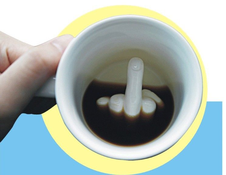 Up Yours Mug Thumbs Up Ceramic Middle Finger Coffee Cup Milk Tea Funny Coffee Gift Mug for New Year — image 3