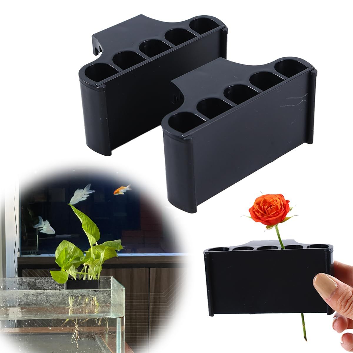 2PC Aquarium Plant Holder for Tank - Fish Tank Plant Holder Top Hanging Plastic Aquatic Plant Cup -Suitable for Fish Tank Aquaponi