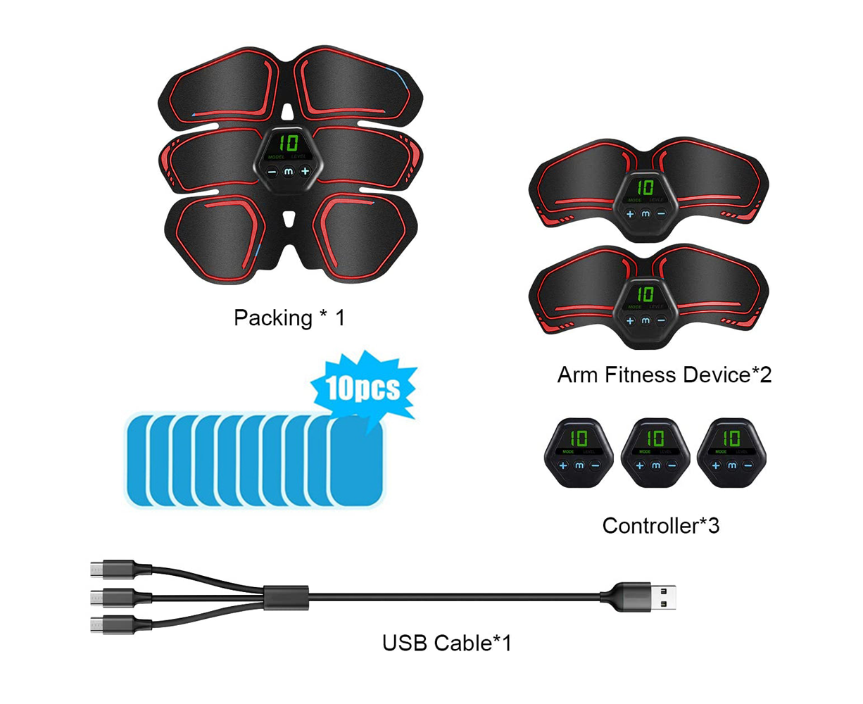 Muscle Toner Abdominal Toning Belt ABS Toner Body Muscle Trainer Wireless Portable Unisex Fitness Training Gear - Red โ image 3