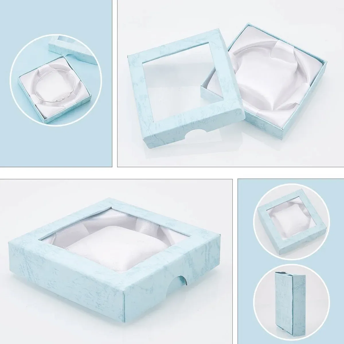 12Pcs Clear Window Jewelry Boxes Transparent Lid Display Case For Necklace Ring - Blue โ image 6