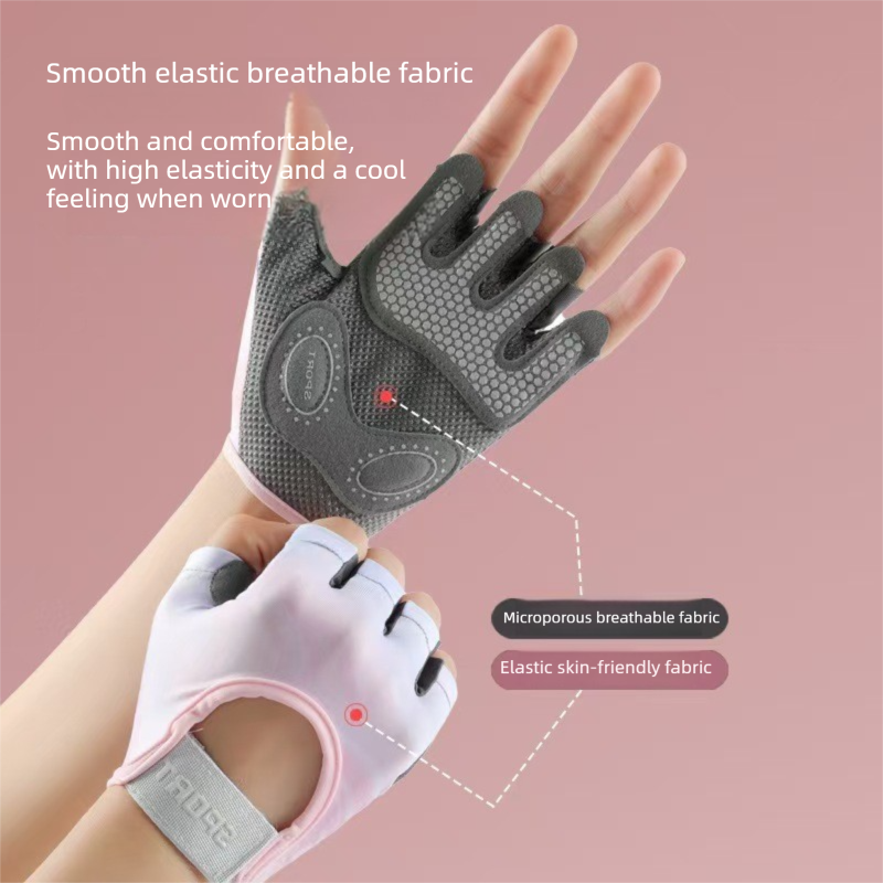 Women and Men Gym Gloves (Pink Size L)- Breathable Half Finger Workout Gloves with Wrist Support, Shock Absorbing Non Slip Weight Lifting Gloves for โ image 3