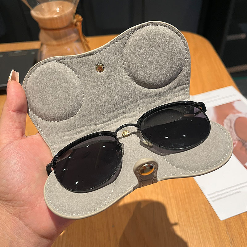 Pink Stylish PU Leather Eyeglass Case - Portable Sunglasses Storage Pouch with Strap for Men and Women — image 3