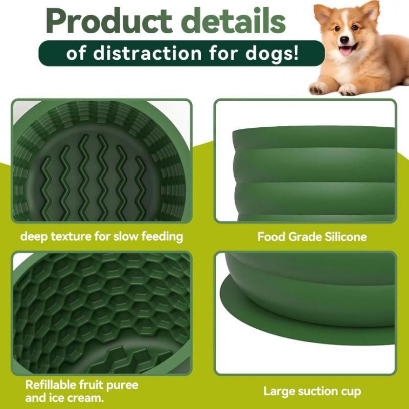 Silicone Slow Feeder Dog Bowl - Small Green 9.4 x 8.2 cm, Suction Base, Anti Gulp Design, Easy Clean Pet Bowl for Dogs and Cats โ image 6