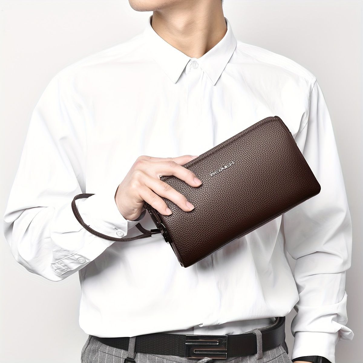 Men'S Leather Clutch Bag Men'S Accessories High-Quality Leather Stylish Clutch - Black - Size 23-4-14 — image 3