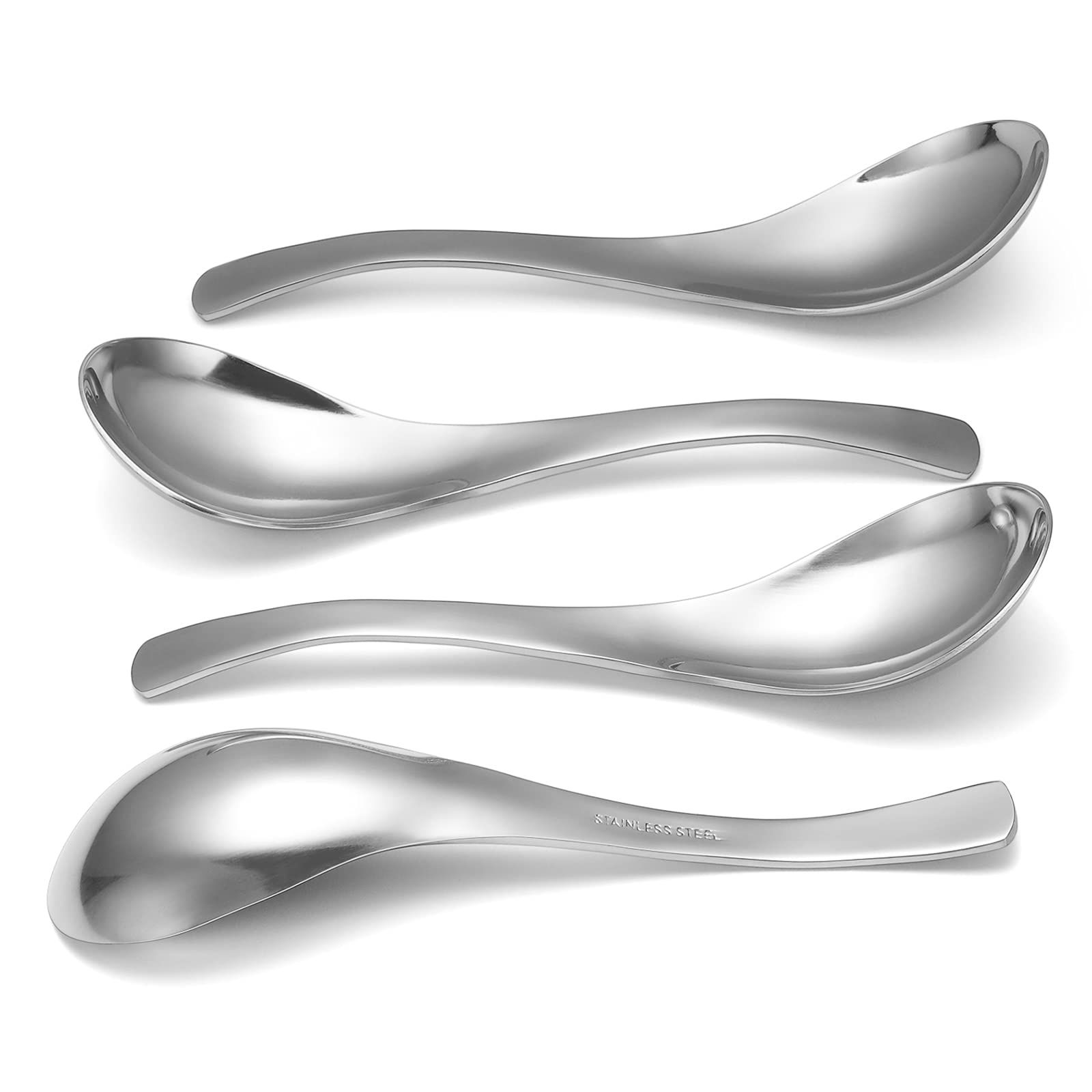 6pc Thick Heavy-weight Soup Spoons, High Grade Stainless Steel Soup Spoons, Table Spoons, Set of 6