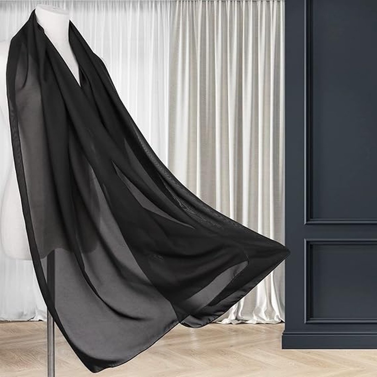Shawl - Chiffon Scarf - Women's Scarf - Thin Wrap Scarf - Stole - Shawl - Black - 200*70cm - Shawls for Evening Dresses - Chiffon Stole - for Bride Wedding โ image 4