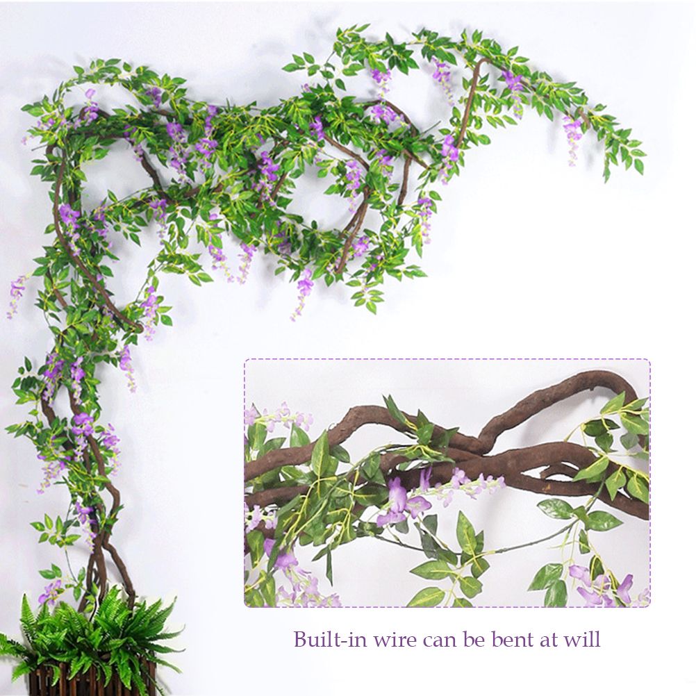 Artificial Flowers Wisteria Garland Vine Simulation Wreath Rattan Hanging Garland for Home Garden Ceremony Wedding Arch Floral Decor — image 6