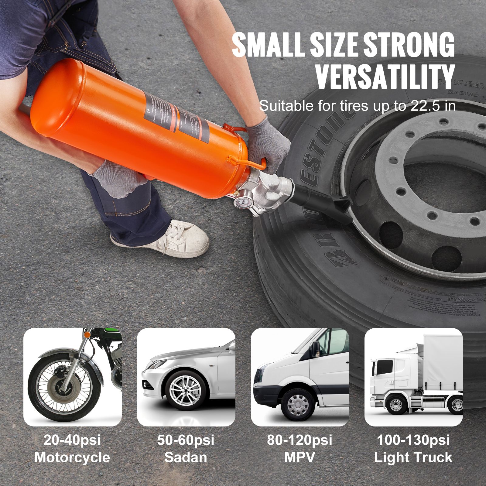 Tire Bead Seater, 2.1 Gal/8 L Air Tire Bead Blaster, 120 PSI Handheld Bead Bazooka, Upgraded Portable Tire Inflator Tool, 85-116 PSI Operating Pressure for โ image 2