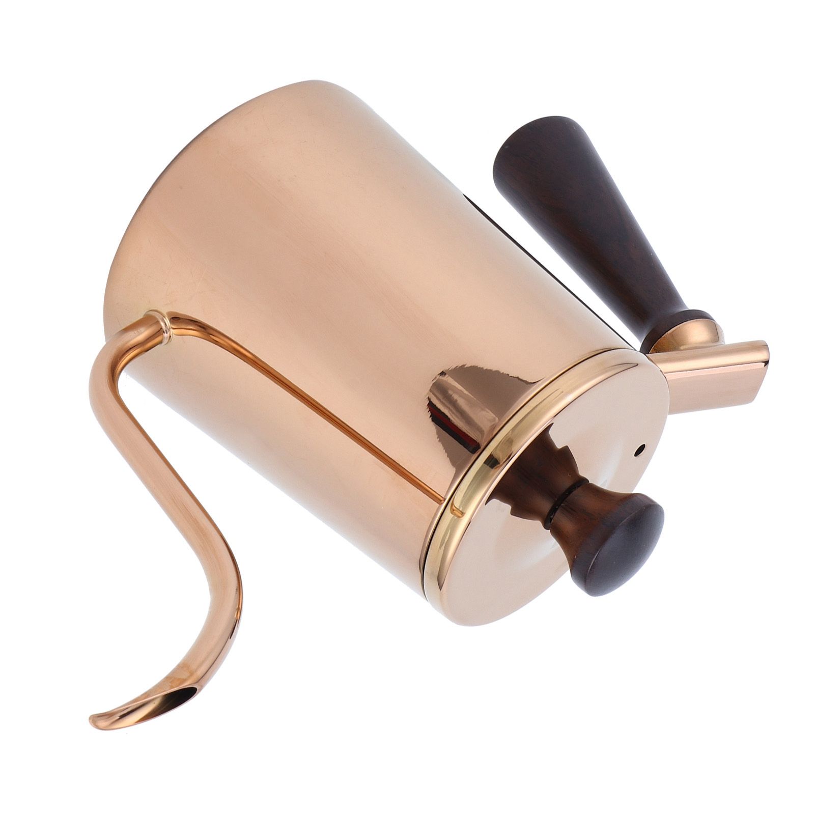 700ml Coffee Kettle 304 Stainless Steel Gooseneck Spout Coffee Drip Pot with Wooden HandleLong Spout‑Rose Gold — image 3