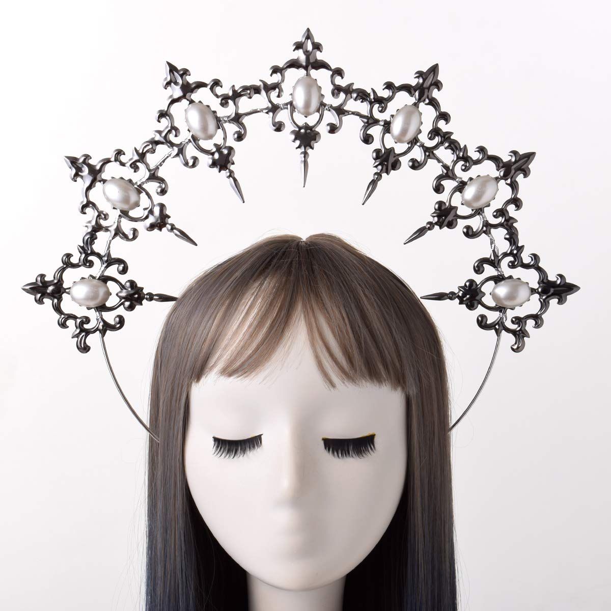 Crown Mary Goddess Headband Women Halloween Costume Headpiece Halo Crown Headpiece - Spiked Headwear Queen Headband โ image 3