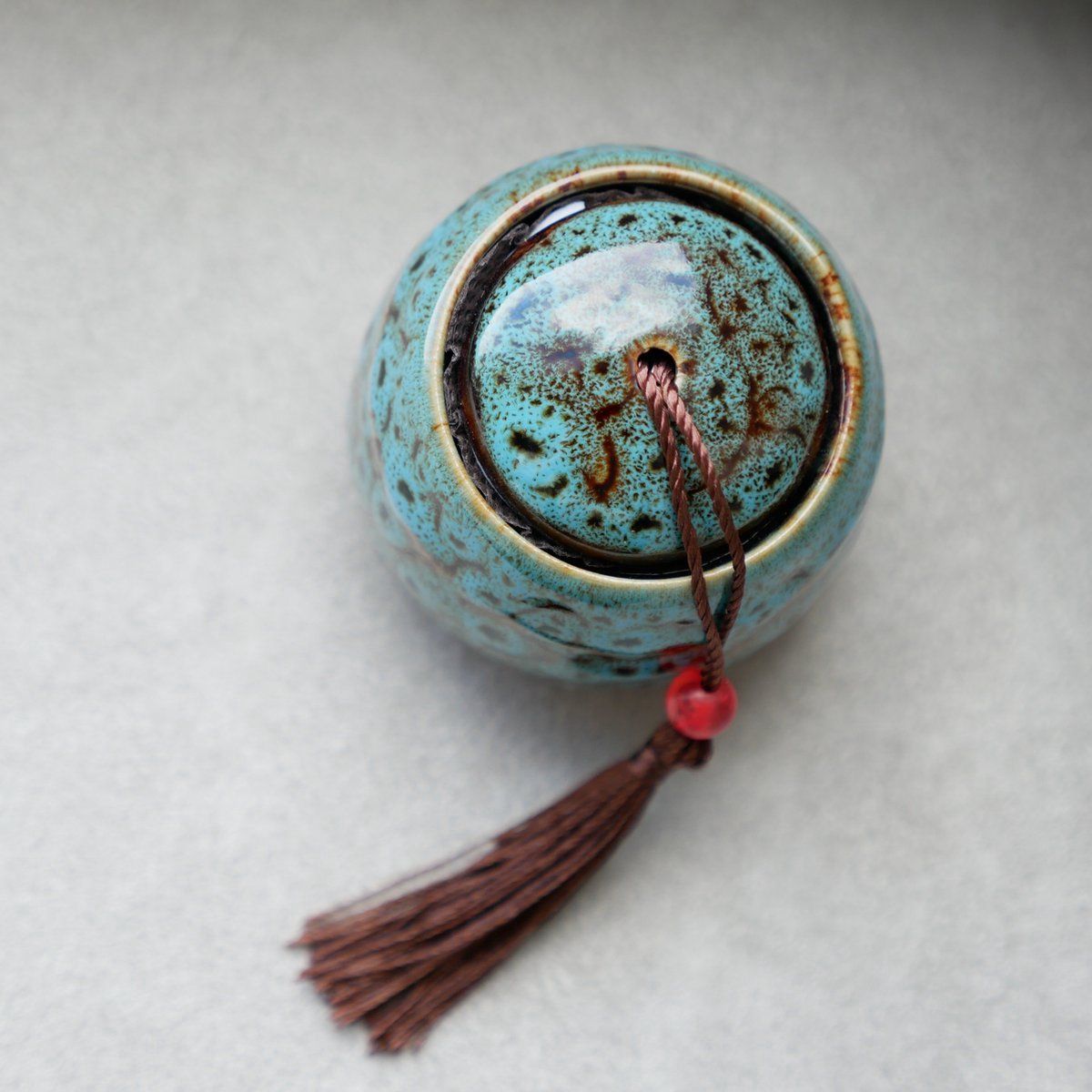 130 ml Blue Ceramic Memorial Urn with Lid and Tassel for Human or Pet Ashes โ image 3