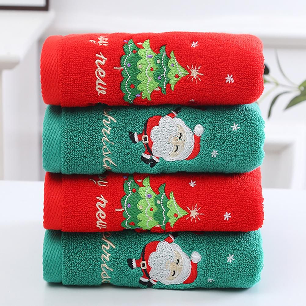 2Pcs Christmas Face Towel Xmas Red Santa Claus New Year Gift Washing Towel Hand Face Cloth Towel for Home Bathroom โ image 2