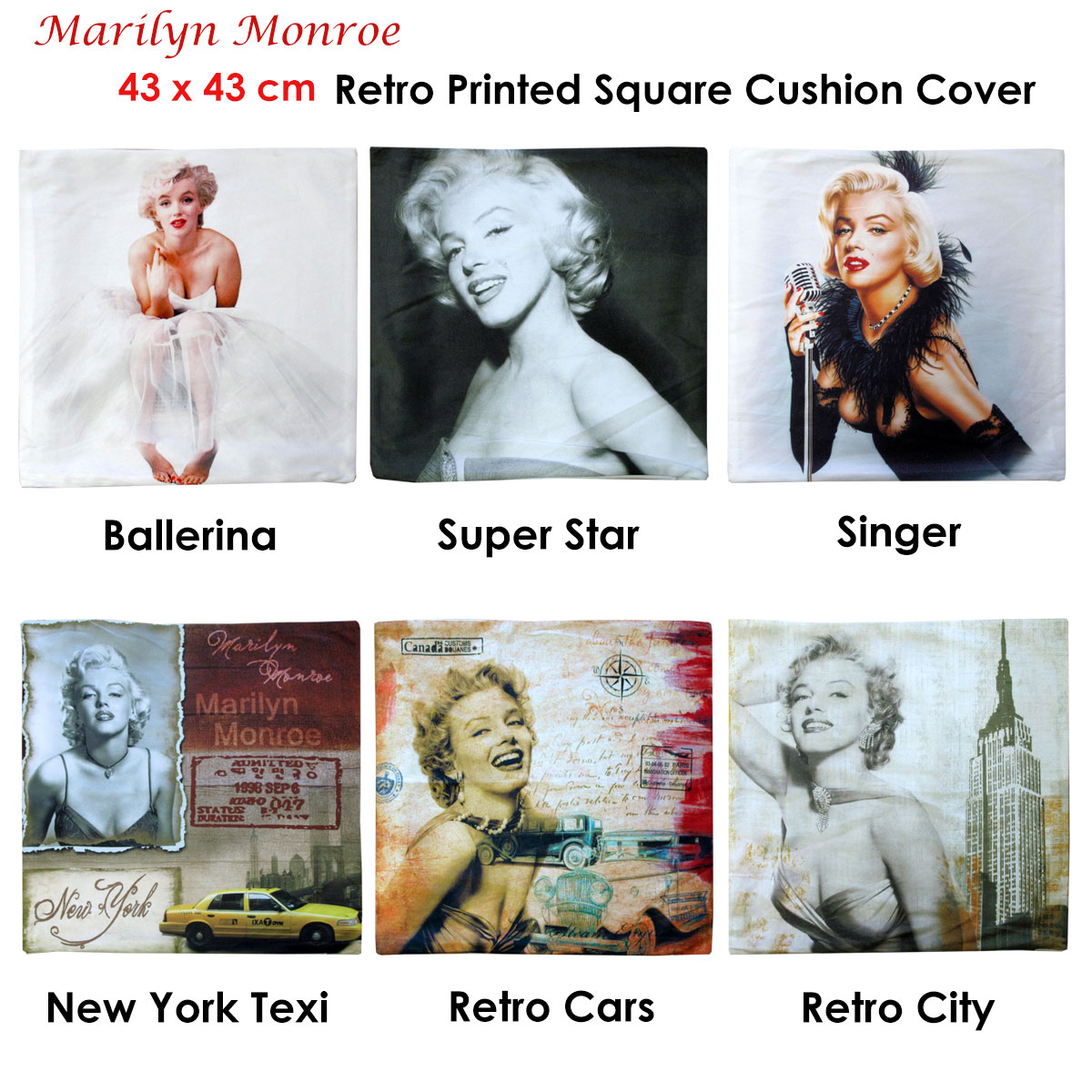 Marilyn Monroe Retro Cars Square Cushion Cover — image 2