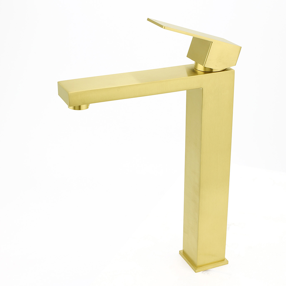 WELS 6L/m Brushed Gold Square Tall Basin Vessel Mixer Kitchen Laundry Faucet Tap — image 2