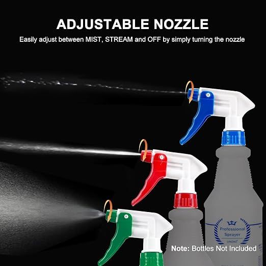 6 Pack Universal Spray Bottle Replacement Nozzle, Mist & Stream Trigger Sprayer for 16oz 24oz 32oz Bottles, Heavy Duty Mister Head Part w/ 10.2 Inch โ image 5