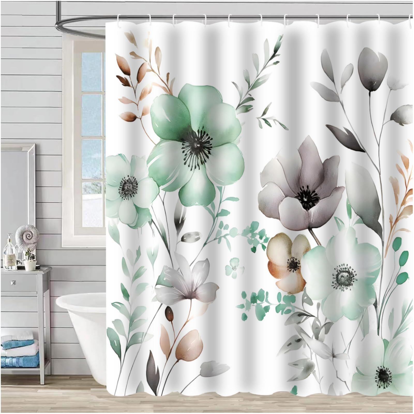 Watercolour Floral Shower CurtainShower Curtains for Bathroom