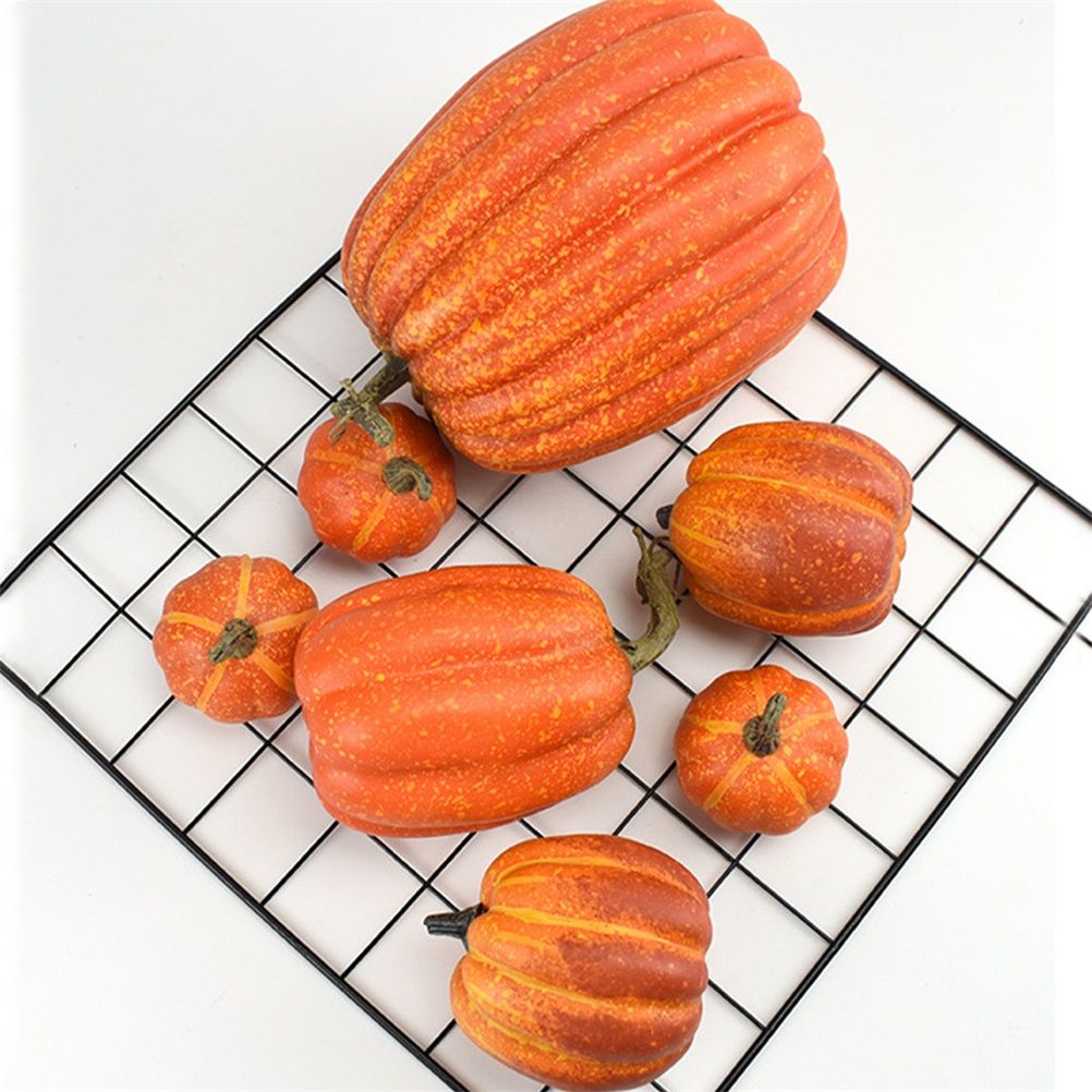 7PCS Simulation Pumpkin Model Artificial Pumpkin Decoration Home Table Decor for Thanksgiving and Halloween — image 4
