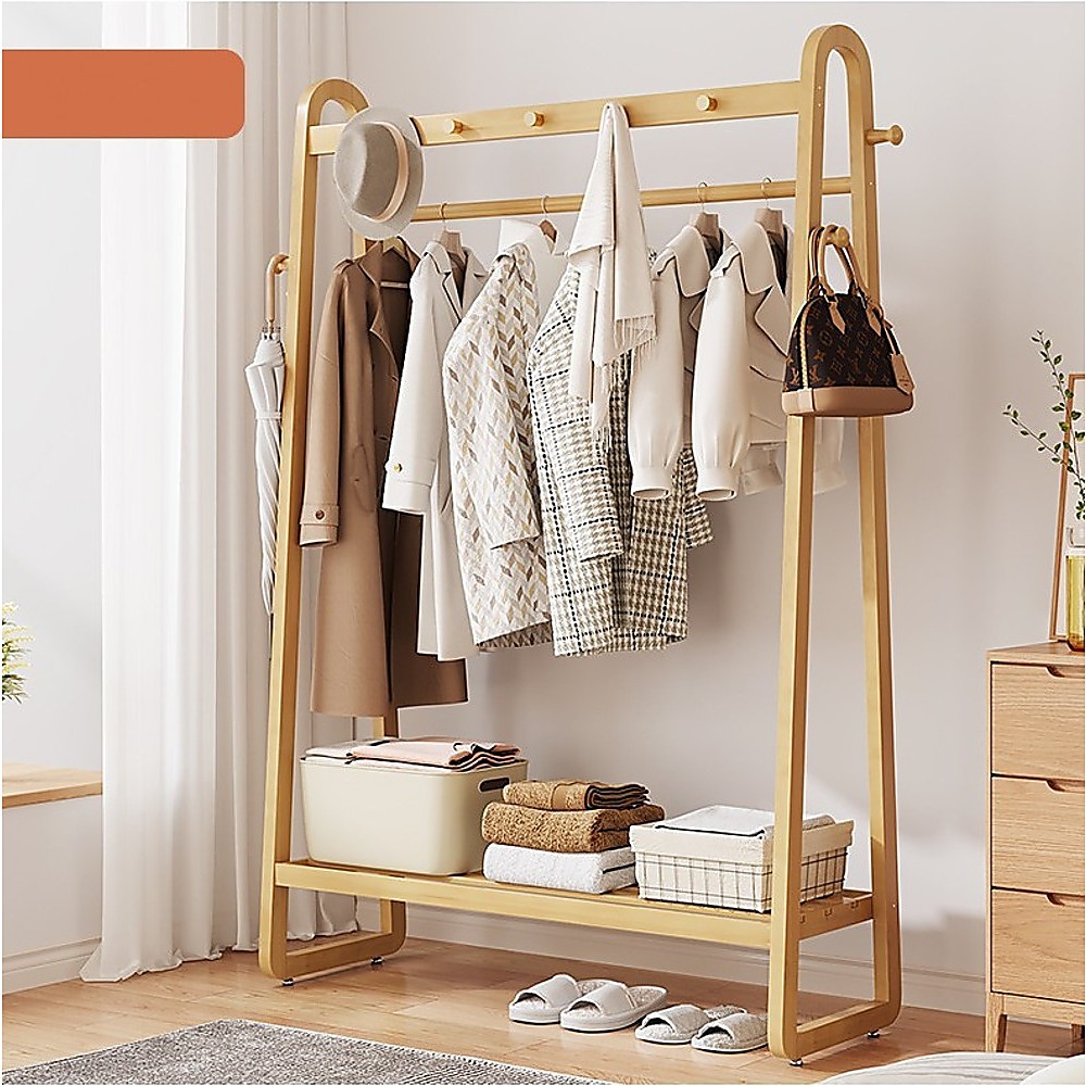 Wood 160x100cm Clothes Rack Slim Stylish Space Saving โ image 5