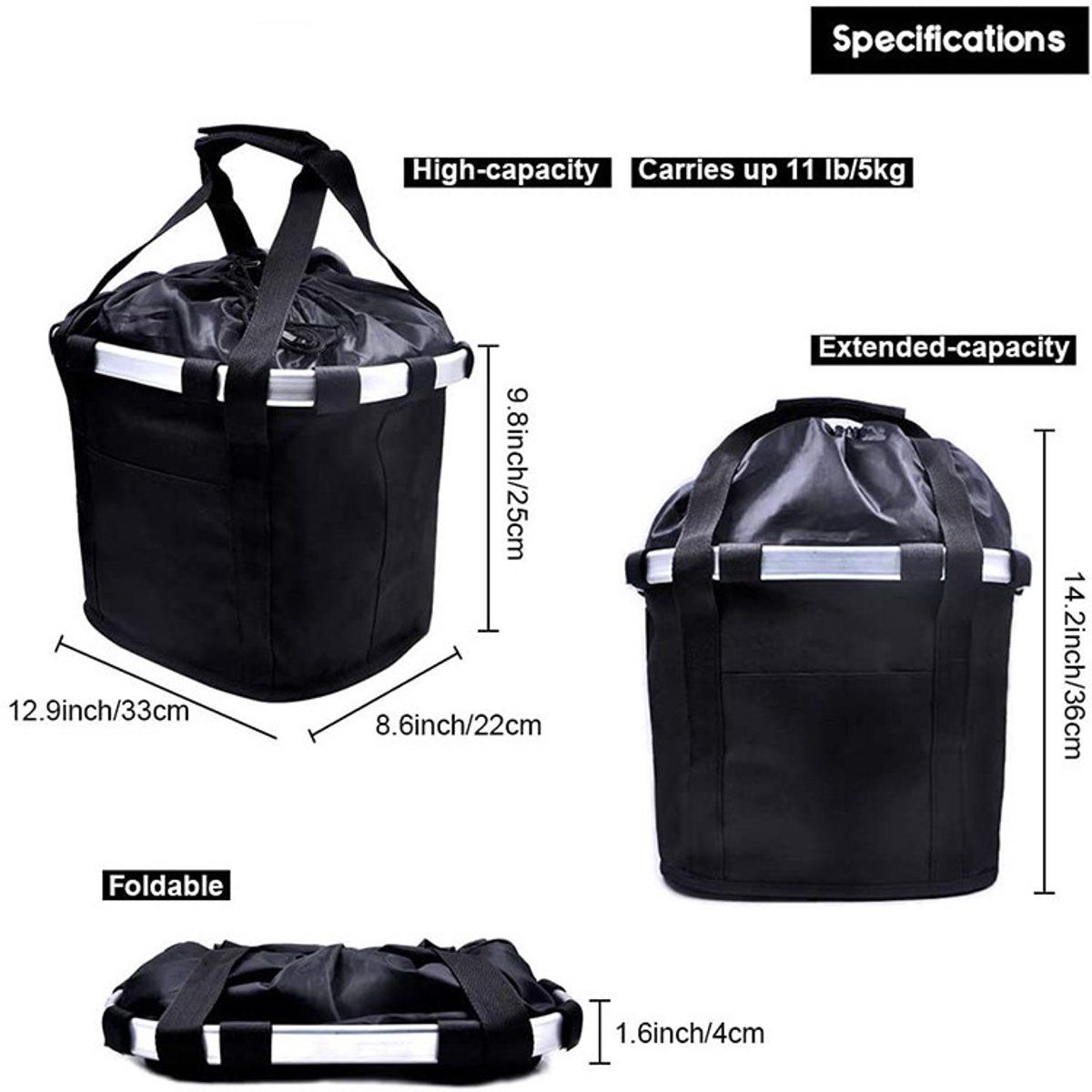 Dog bike basket electric bike, bike bag for dogs and cats, with 1.45 m dog leash for cycling, picnicking and outdoors black — image 5