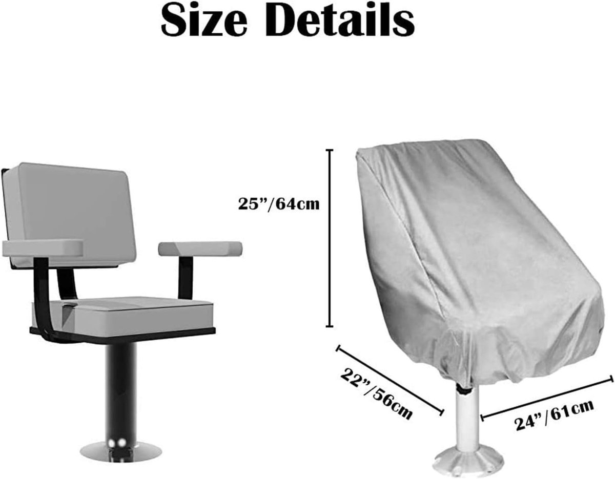 2-Piece Boat Seat Cover - 56 x 61 x 64 cm - made of Oxford fabric - UV protection - weather-resistant - waterproof - dustproof - Dust hood - with adjustable โ image 6