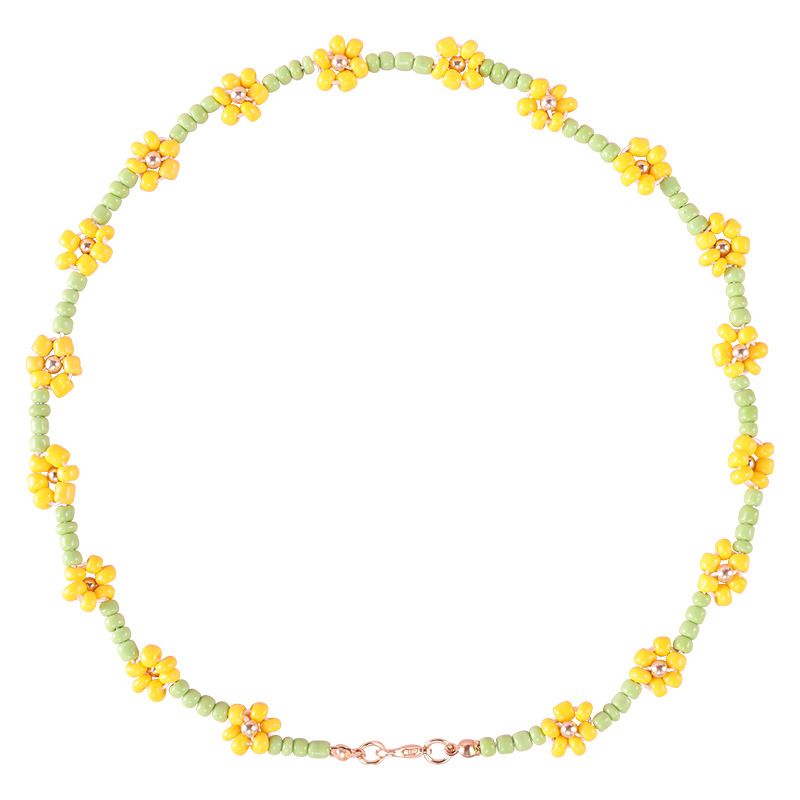 Beaded Choker Necklaces Rainbow Flower Colorful Necklaces Bracelet Boho Beach Necklace Handmade Flower Necklace Cute β image 5