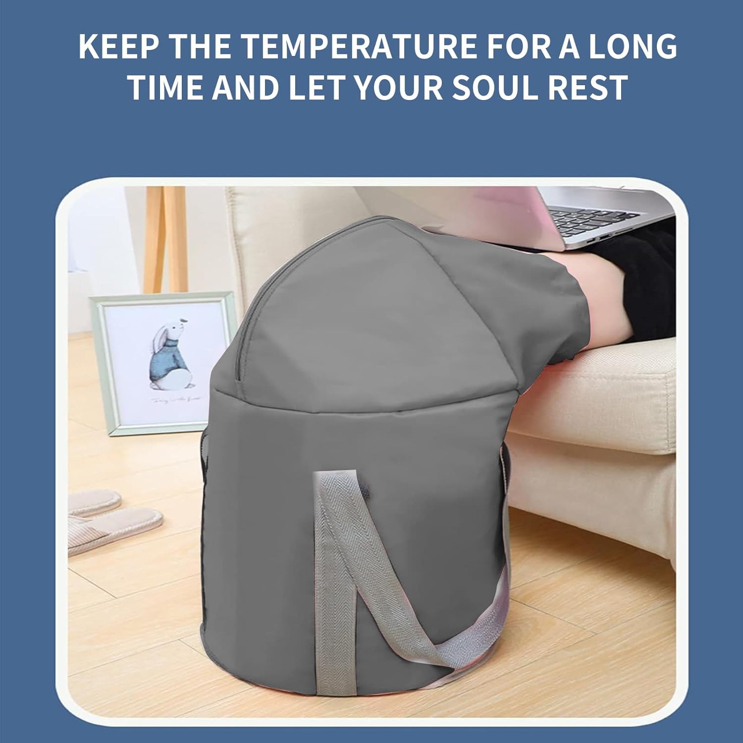 Foldable Foot Bath Basin with Lid for Home Spa, Travel and Camping, Portable Waterproof Soaking Bucket for Foot Care, Grey โ image 4