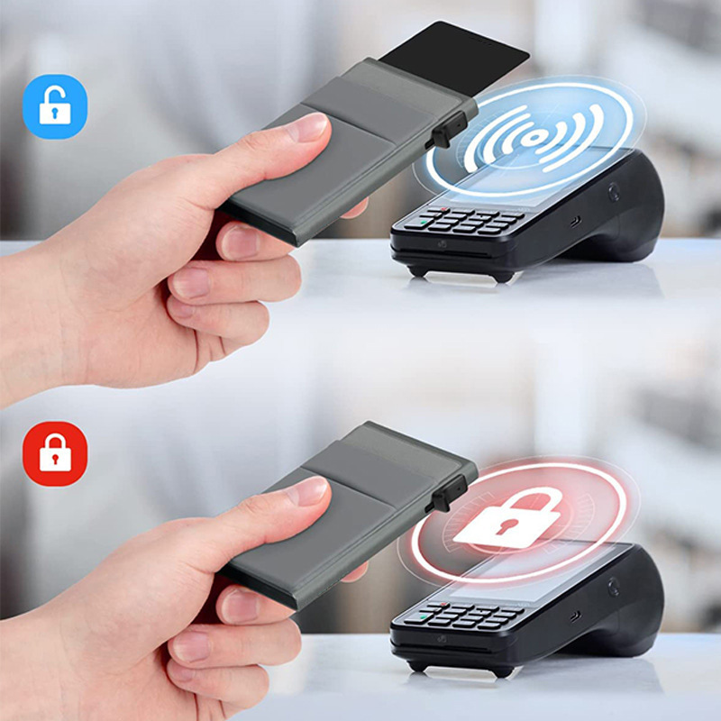 Ultra-Slim Pop-Up Card Holder Wallet with RFID Blocking(Gray + Gray Card Holder) โ image 2