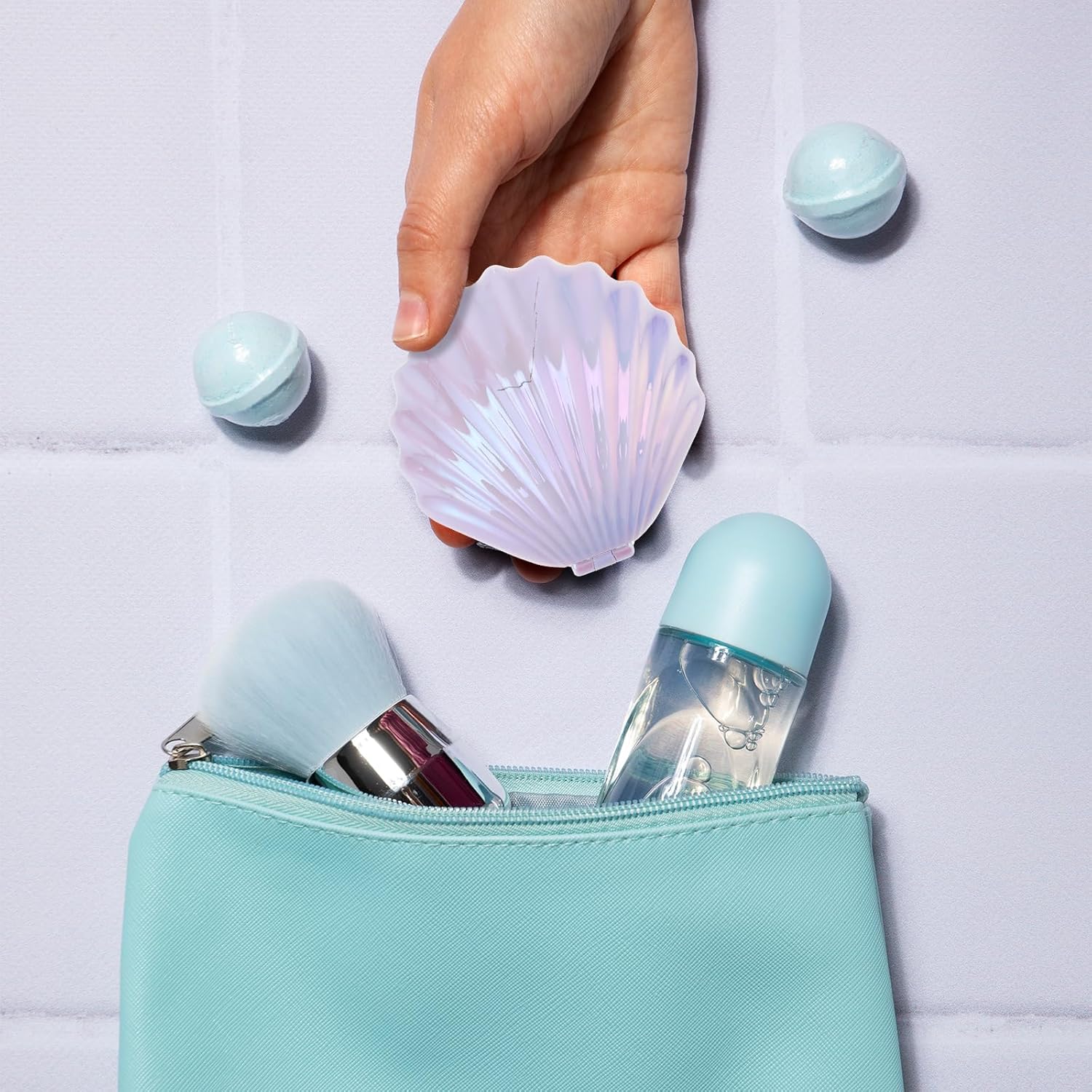 2 PCS Shell Folding Hair Brush with Mirror, Foldable Mini Hairbrush Retractable Purse Combs Cute Small Travel Brushes for Women, Portable Shell Pocket Comb for — image 6