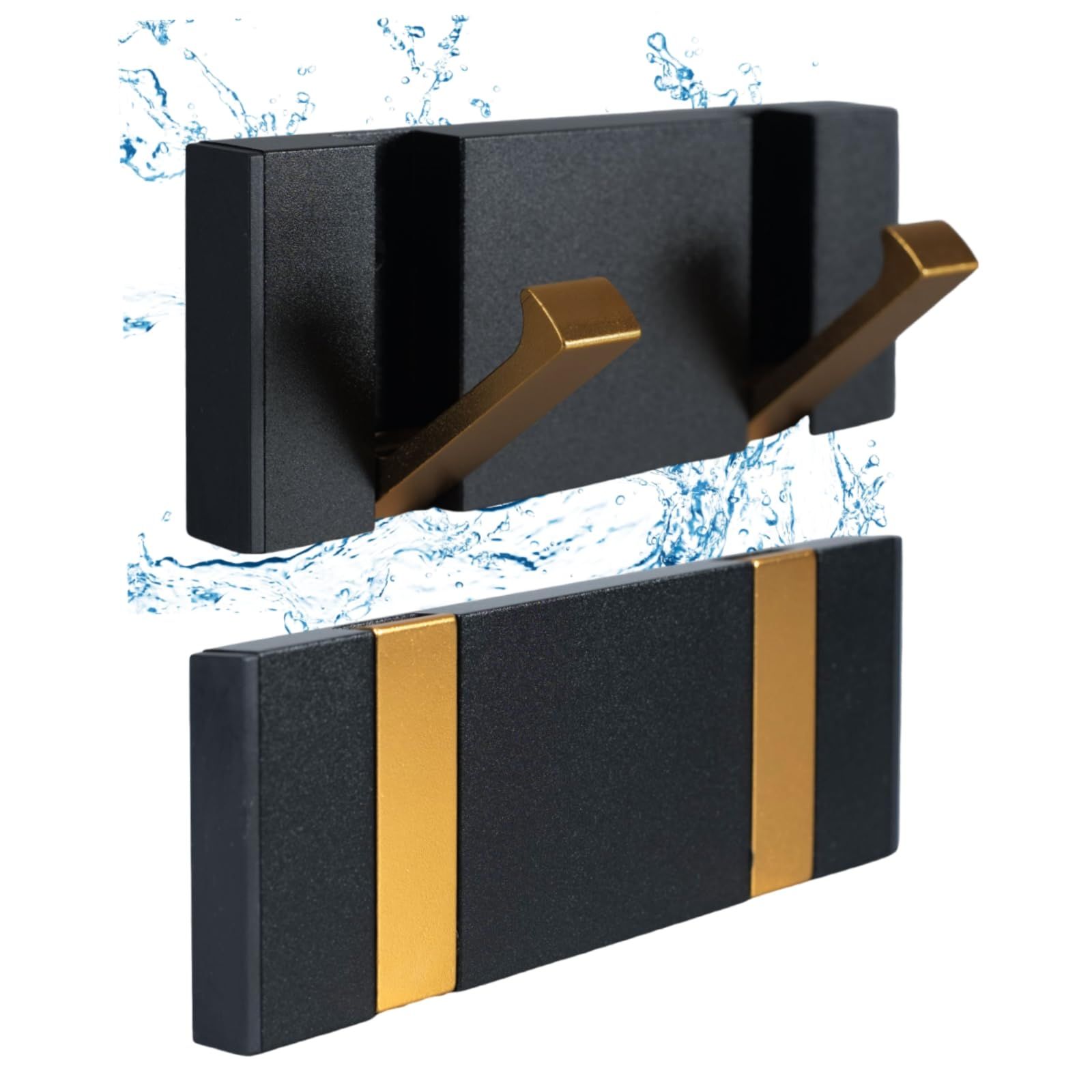 Modern Waterproof Black Gold Wall Hooks,Foldable Towel Hooks for Bathrooms, Coat Hooks Wall Mounted - Ideal for Bathroom, Kitchen — image 3