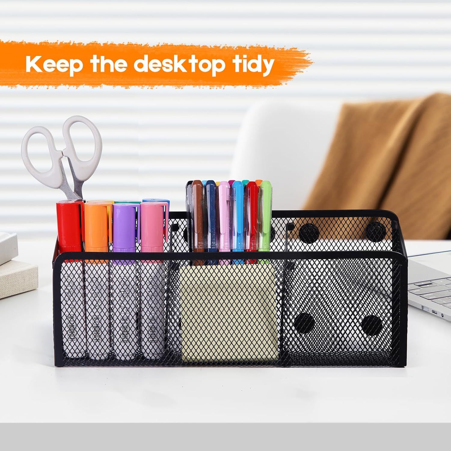 Magnetic Pencil Holder - Extra Strong Magnets Mesh Marker Holder Perfect for Whiteboard, Refrigerator and Locker Accessories (3 Baskets, 1 Pack Black) โ image 5