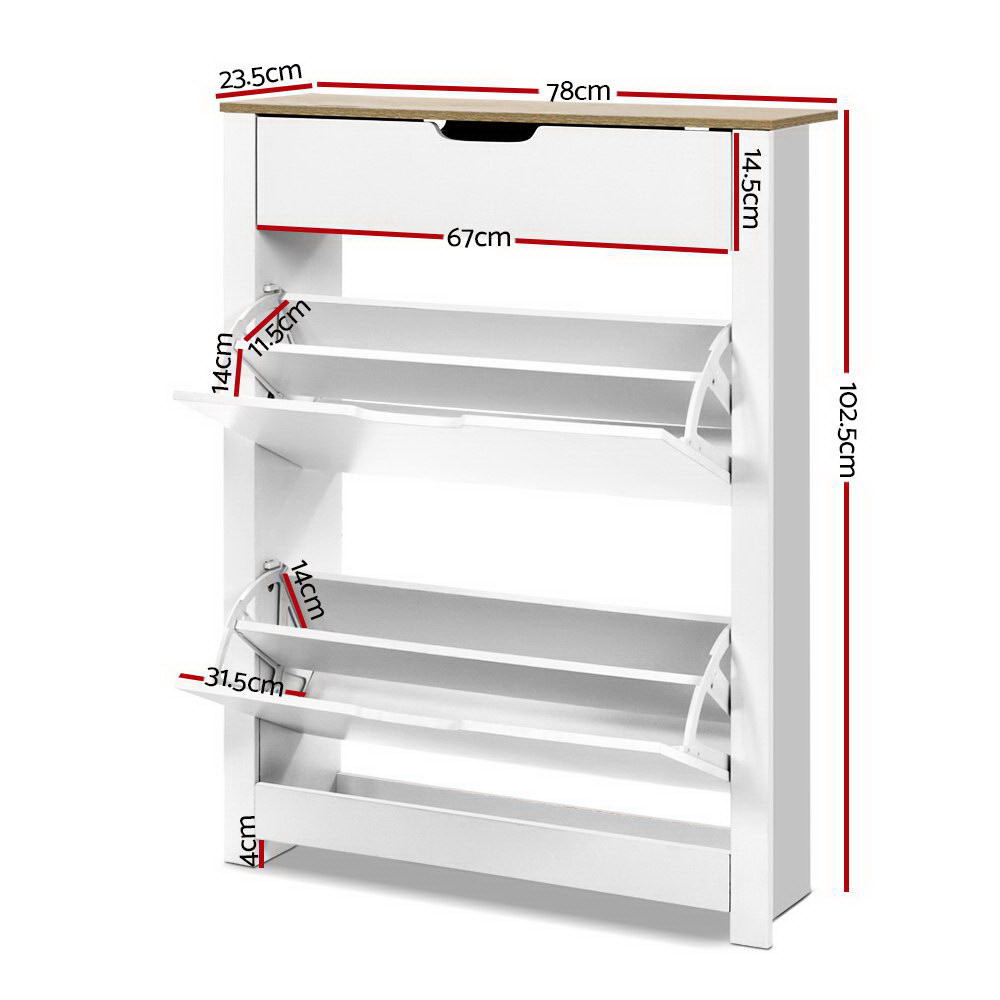 Artiss Shoe Rack Cabinet 16 Pairs White Ana โ image 4