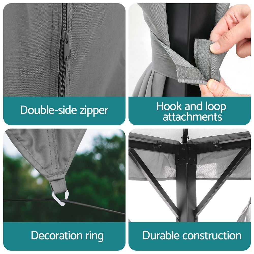 Instahut Gazebo 3x4m Canopy Outdoor Steel Frame Patio Tent Curtains Marquee Grey โ image 6