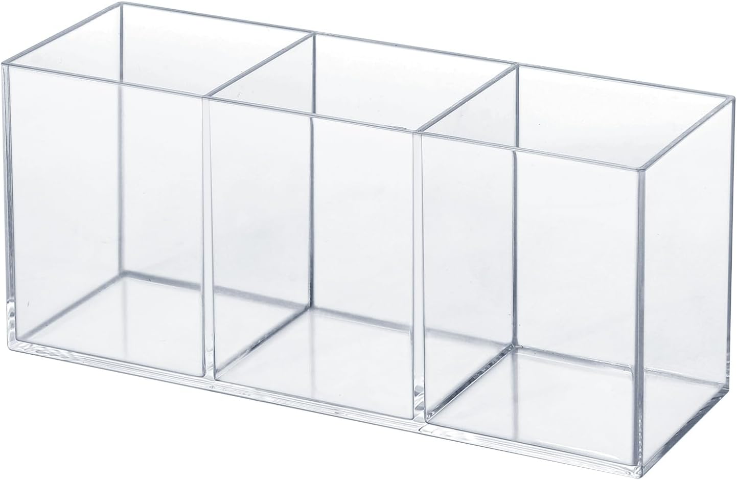 Transparent Pen Holder Desk Organizer - Pencil Marker Paperclip Storage Container - Plastic Stationery Organiser for Office Bedroom Bathroom