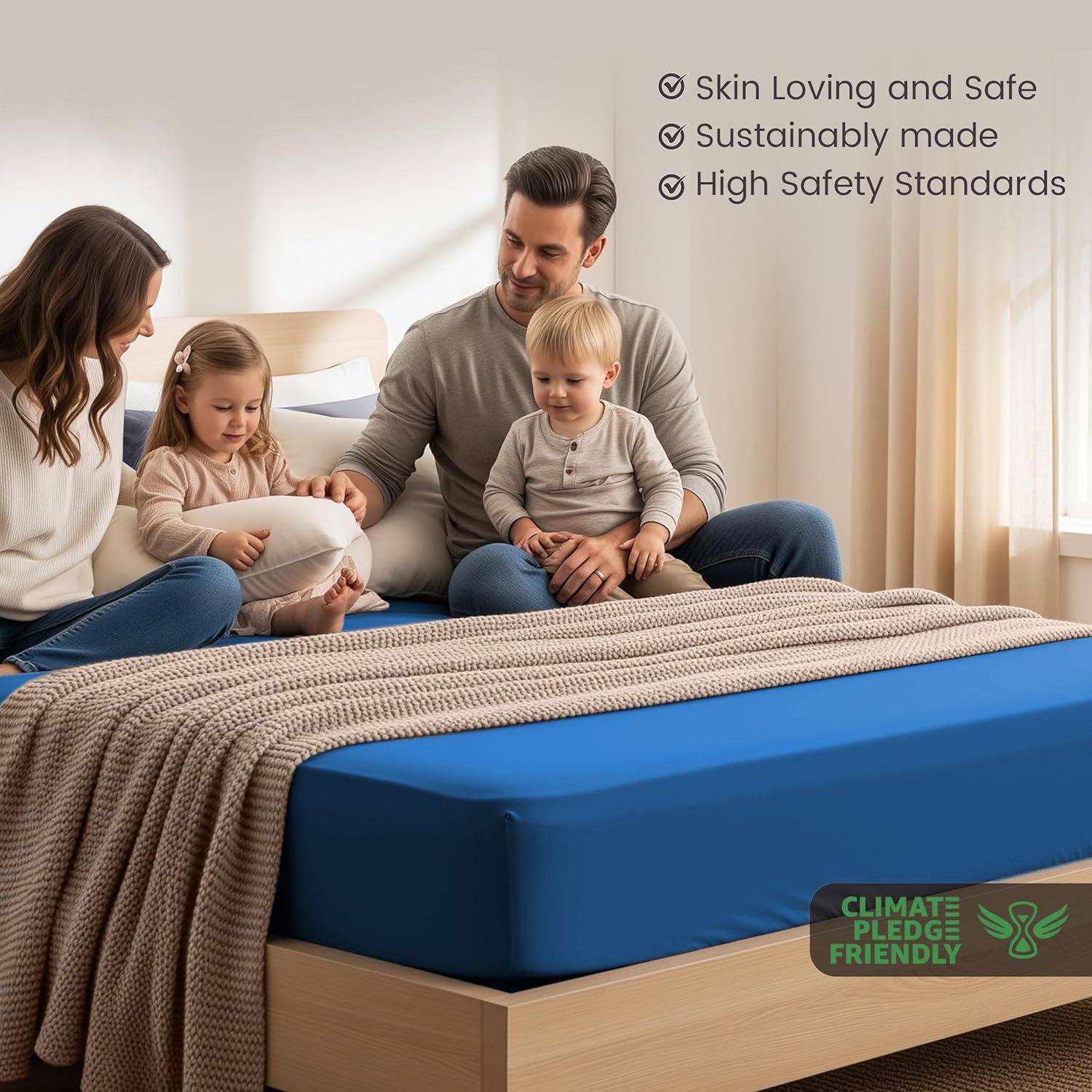 Hotel Quality Fitted Sheet - 1 Piece Fitted Sheet -Breathable Bedding - Wrinkle, Fade, Stain Resistant- 16inch/40cm Deep Pocket Fitted Bed — image 3
