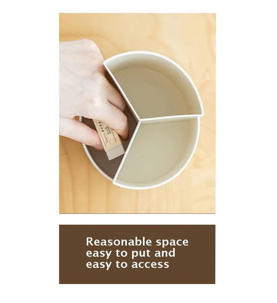 360 degree rotating multi-functional pen holder with 3 separate layer for office desk organiser (Grey) — image 4