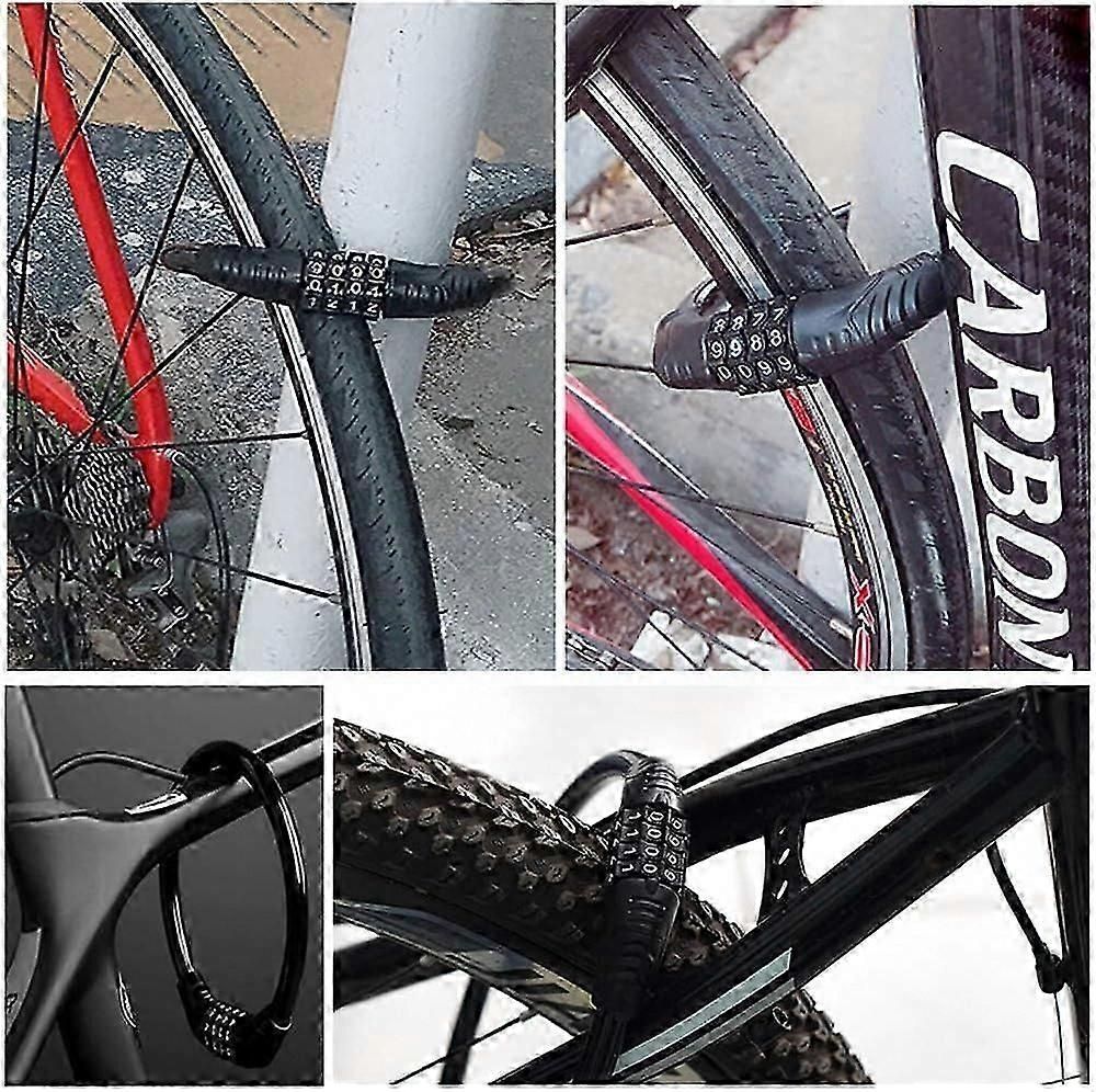 Bike Lock,4-Digit Password Bicycle Lock Portable Anti Theft Bike Password Lock for Bicycles, Motorbike, Electric Bicycles (Black) — image 5