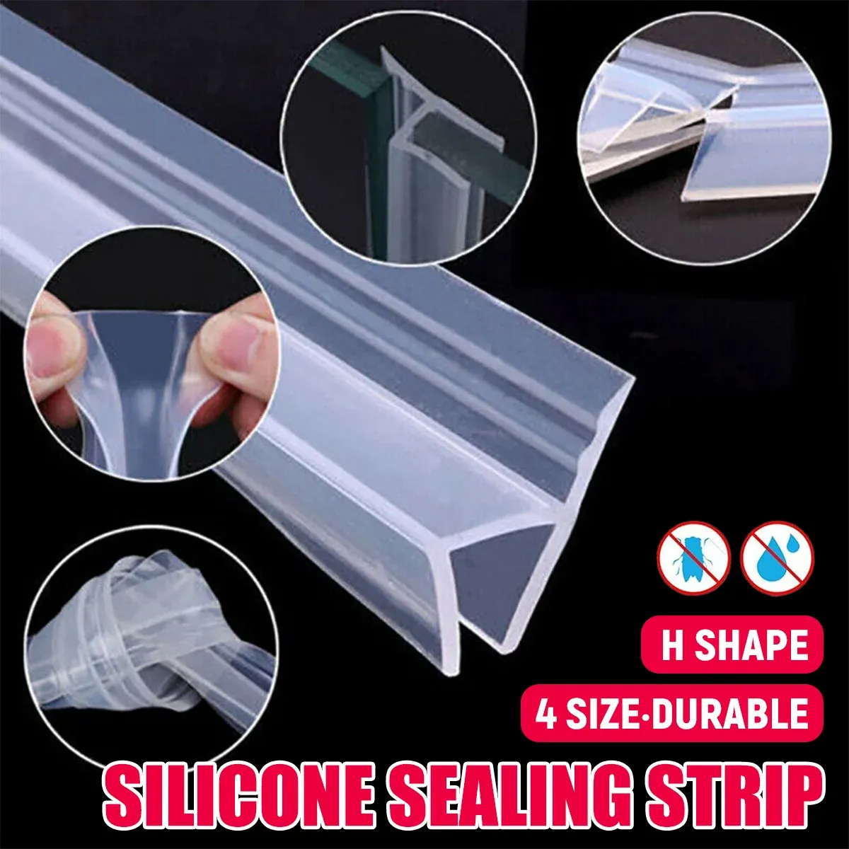 Sealing Strip Windproof Silica Gel Strip for Glass Doors Windows Anti Collision - 0.6cm x 100cm β image 2