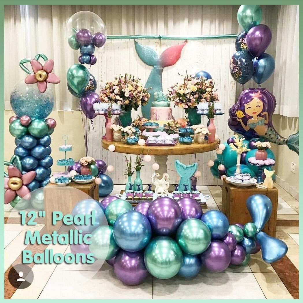 Metallic Latex Balloons 12 Inch Chrome Party Balloons for Birthday Wedding Decoration - Blue 50PCS — image 2