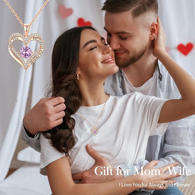 18K Rose Gold Necklaces for Women, 925 Sterling Silver Gifts for Mothers Day, Jewelry for Wife Mom Her Girlfriend, Birthstone Diamond Necklace for Birthday — image 2