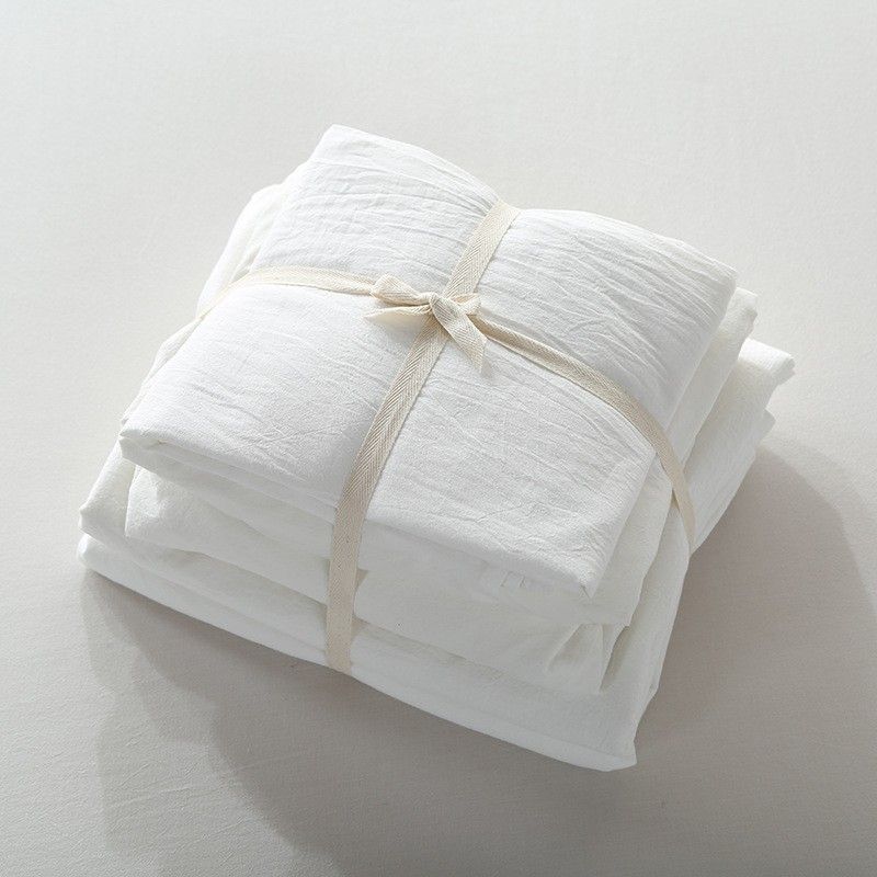 Cotton 4 Piece Set Modern Minimalist White Bed sheet kit_1.5m bed-quilt cover 200x 230cm (four-piece set) โ image 3