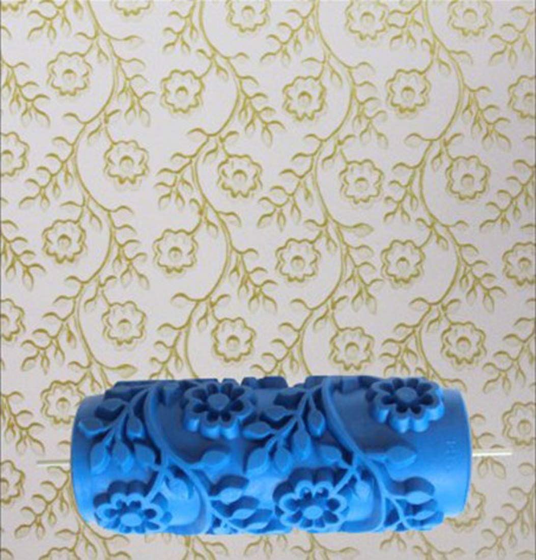 5 pcs 5'' Rubber Embossed Flower Pattern DIY Paint Roller Sleeve Decorative Texture Roller for Wall Painting Machine — image 3