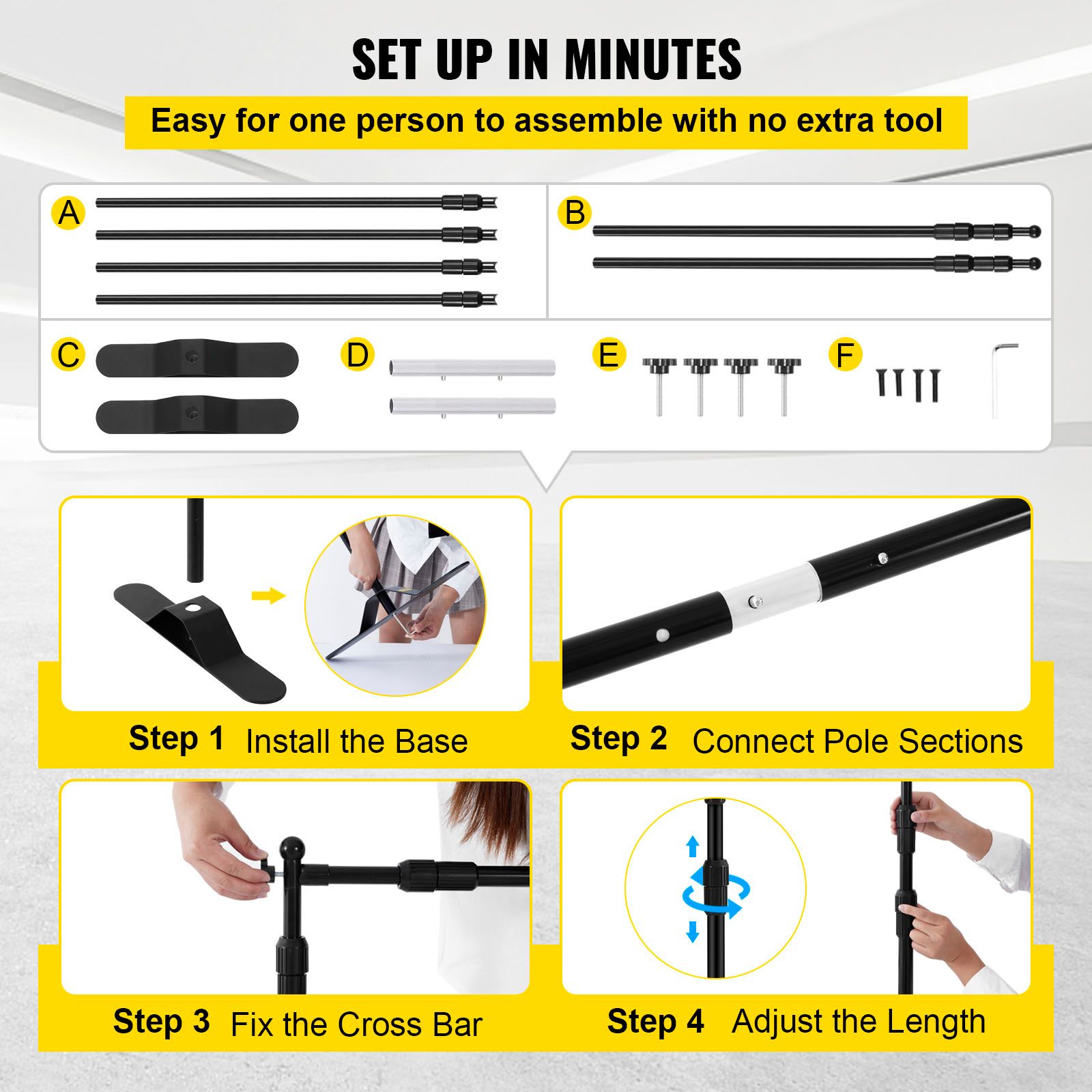 Telescopic Backdrop Banner Stand 8' x 8' Banner Stand Adjustable Step and Repeat Backdrop Banner Stand Retractable Banner Stand with Carrying Bag (8 ft) — image 5